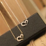 ✿韓國飾品✿愛心鑲鑽項鍊✿歐美莎巴頓最愛✿鎖骨頸部鍊✿